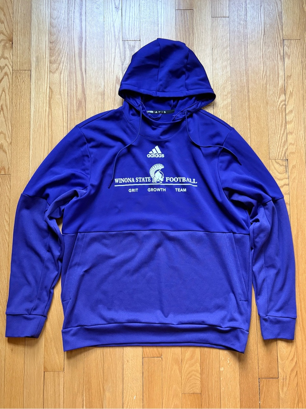 Winona State Football Men’s Adidas Hoodie Sweatshirt XL Purple Solid Minnesota